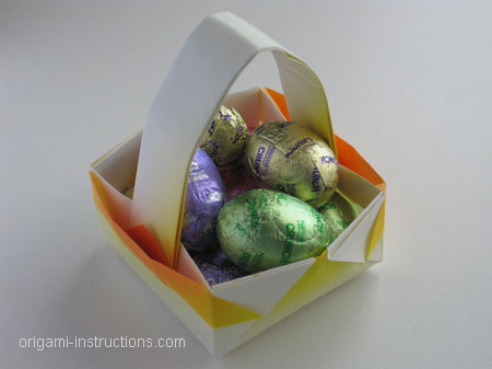 easter eggs in a basket. chocolate easter eggs!