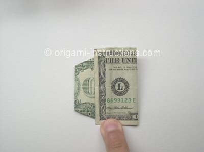 origami-elephant-backside of dollar bill after creases A, B and C