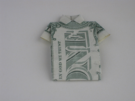 money origami shirt and tie
