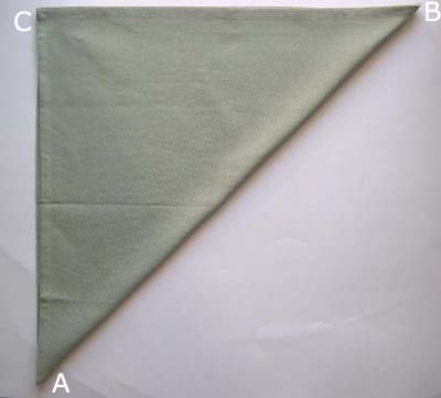 napkin folded into triangle