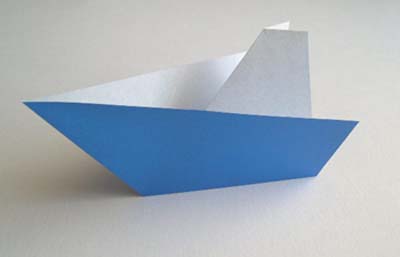 origami boat unfolded